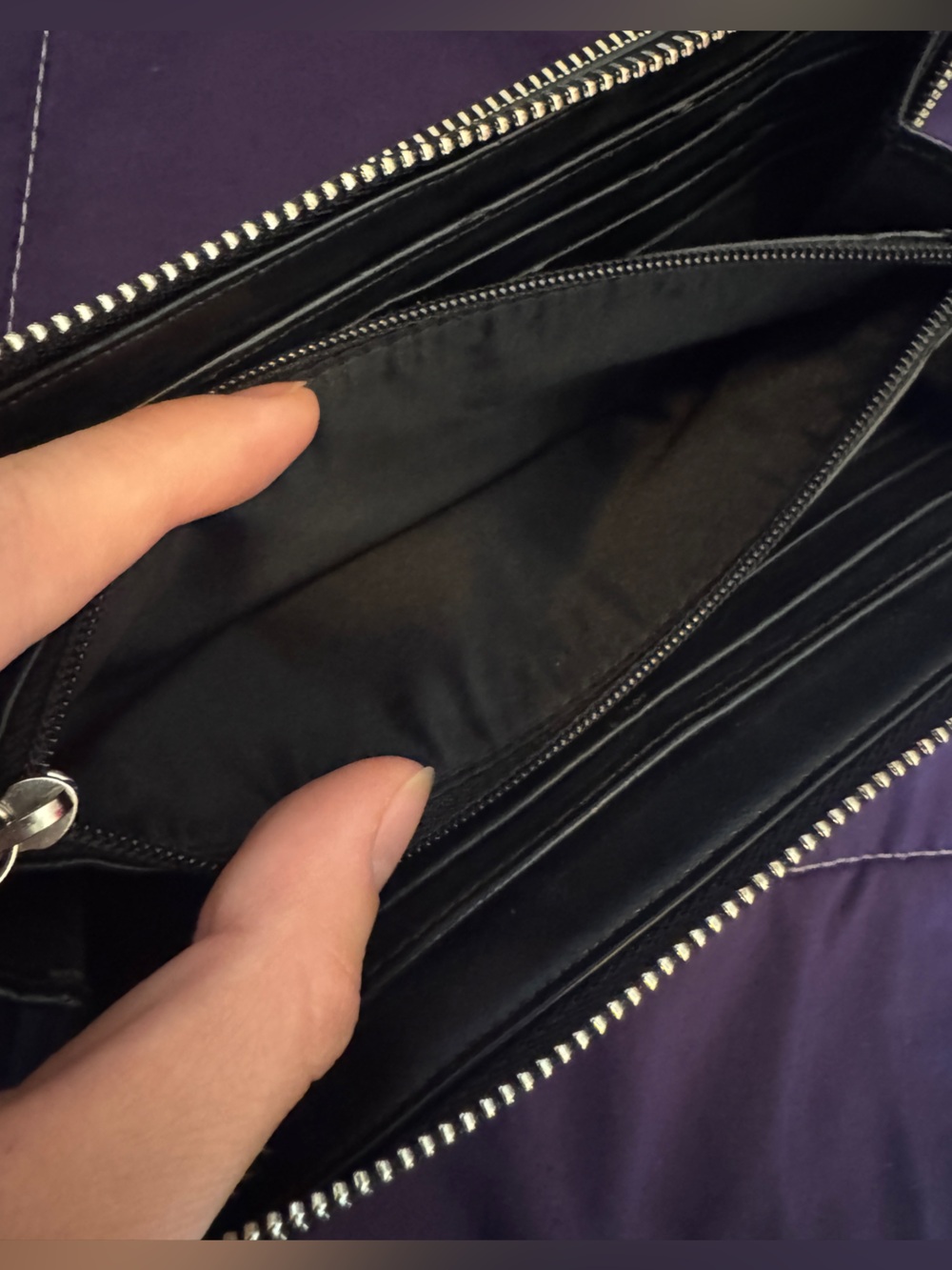 Coach Black Pebbled Double Zip Leather Wristlet EUC - Picture 10 of 12